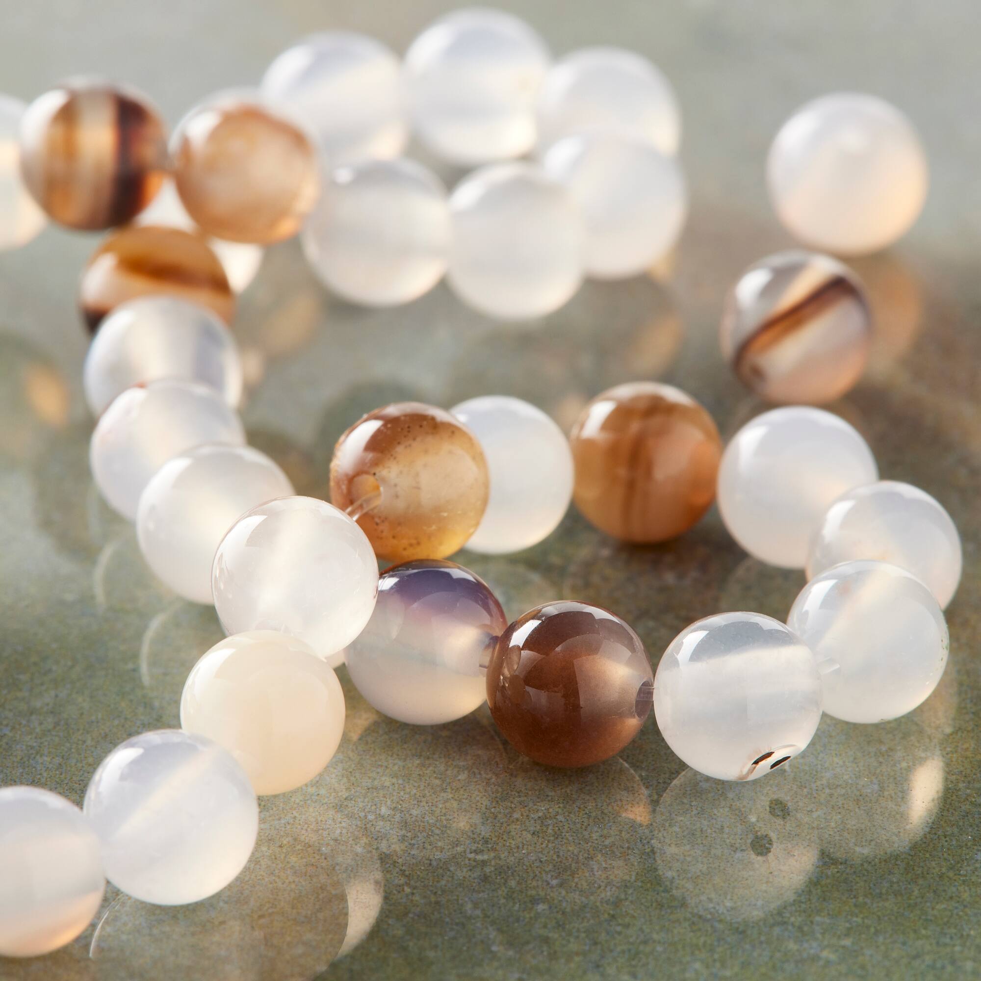 White Chalcedony Agate Round Beads, 6mm by Bead Landing™